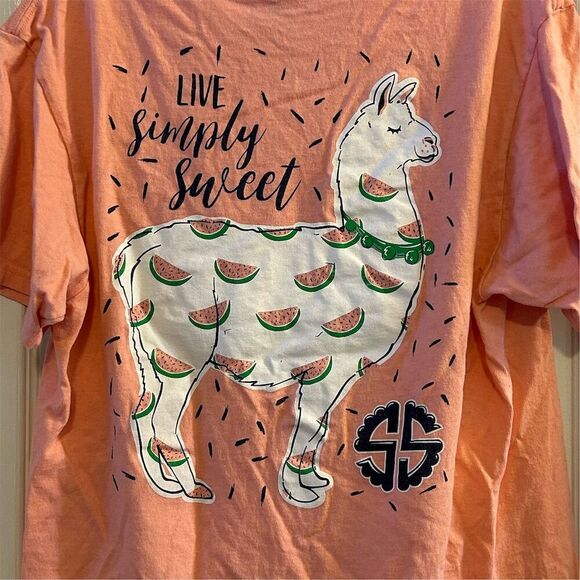 Simply Southern Women's M Pink Short Sleeve T-Shirt Casual Spring Llama - Picture 8 of 10
